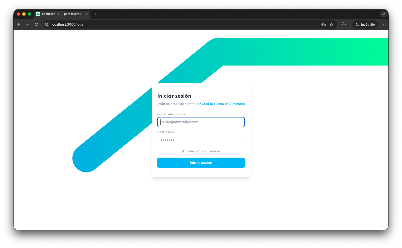 ABM Taller — pantalla de login