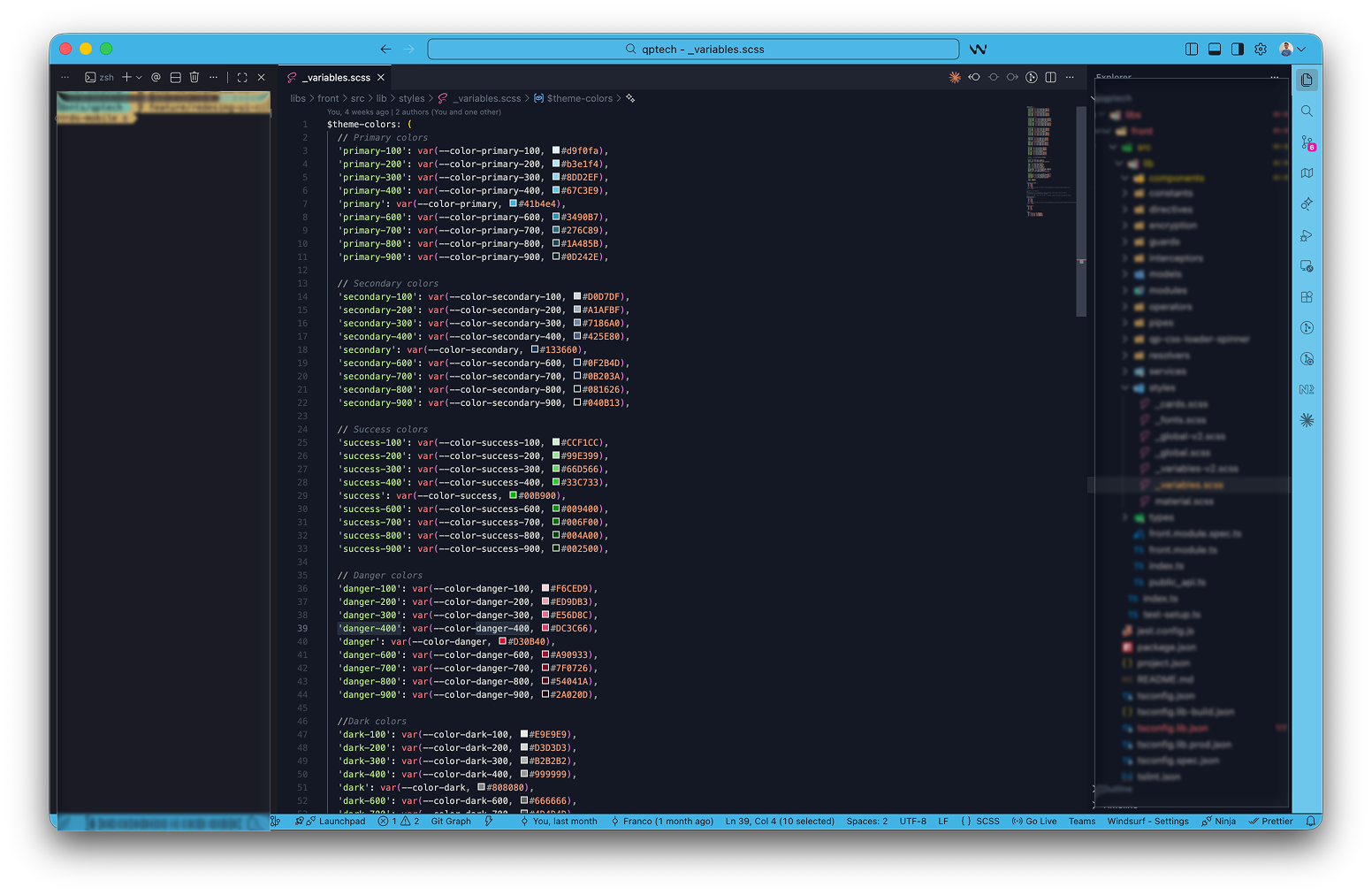 Design System — Variables SCSS globales