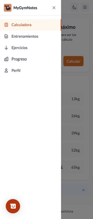 MyGymNotes — Detalle de interfaz 3